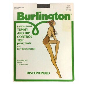Burlington Sandalfoot Tummy & Hip Control Pantyhose Medium 1980s Nylon Spandex